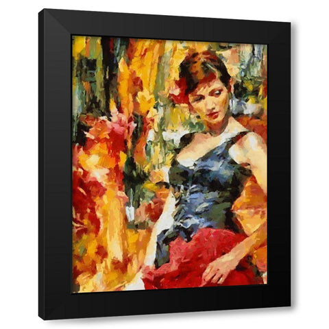 Girl dancing Tango II Black Modern Wood Framed Art Print with Double Matting by Medeiros, Celito