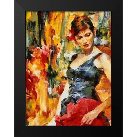 Girl dancing Tango II Black Modern Wood Framed Art Print by Medeiros, Celito