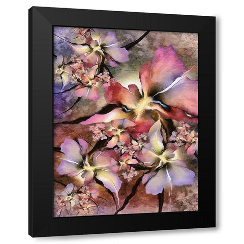 Pink Blossoms Black Modern Wood Framed Art Print with Double Matting by Medeiros, Celito