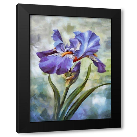 Blue Iris II Black Modern Wood Framed Art Print with Double Matting by Medeiros, Celito
