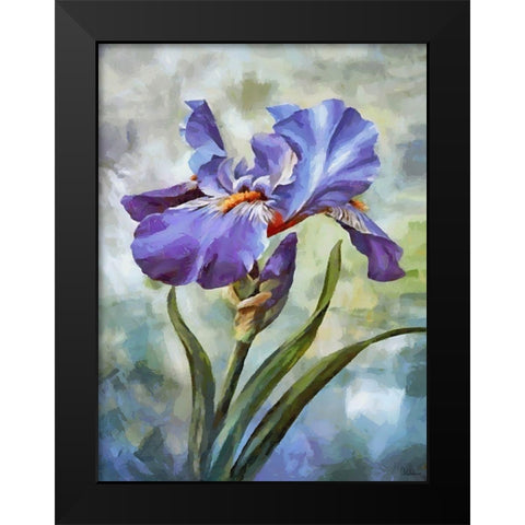 Blue Iris II Black Modern Wood Framed Art Print by Medeiros, Celito