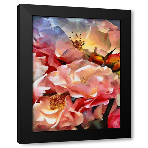 Pink Blossoms Black Modern Wood Framed Art Print by Medeiros, Celito