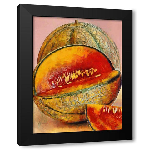 Yellow Melon Black Modern Wood Framed Art Print by Medeiros, Celito