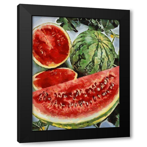Water Melon Black Modern Wood Framed Art Print by Medeiros, Celito