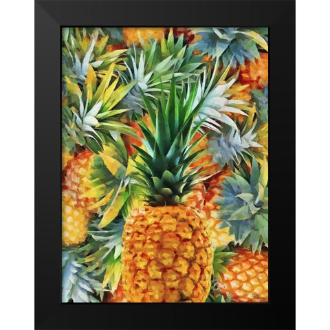 Pineapple Black Modern Wood Framed Art Print by Medeiros, Celito