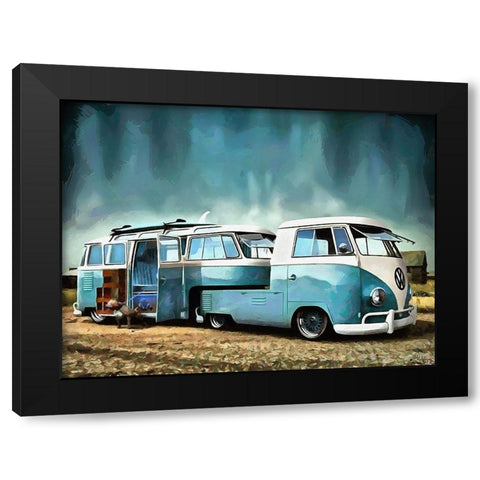 Good Old VW Van V Black Modern Wood Framed Art Print with Double Matting by Medeiros, Celito