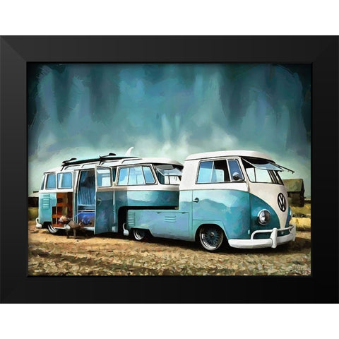 Good Old VW Van V Black Modern Wood Framed Art Print by Medeiros, Celito