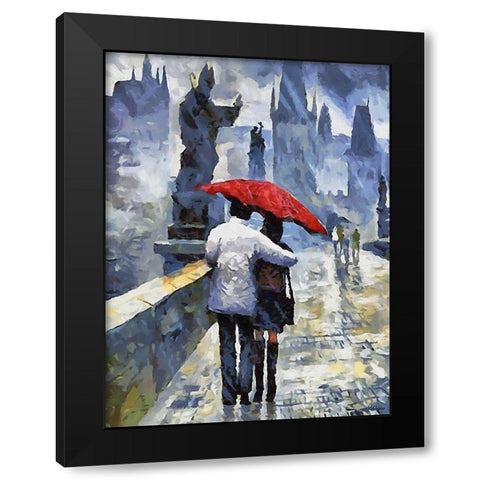 A Walk in Prague Black Modern Wood Framed Art Print with Double Matting by Medeiros, Celito