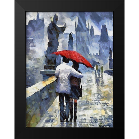 A Walk in Prague Black Modern Wood Framed Art Print by Medeiros, Celito