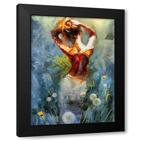 Girl from Behind Black Modern Wood Framed Art Print with Double Matting by Medeiros, Celito