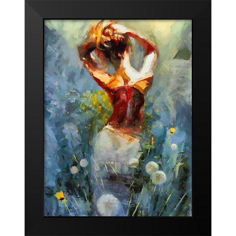Girl from Behind Black Modern Wood Framed Art Print by Medeiros, Celito