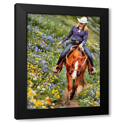 Horse Riding II Black Modern Wood Framed Art Print with Double Matting by Medeiros, Celito