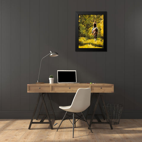 Horse Riding III Black Modern Wood Framed Art Print by Medeiros, Celito
