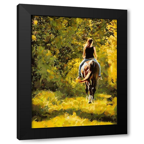 Horse Riding III Black Modern Wood Framed Art Print by Medeiros, Celito