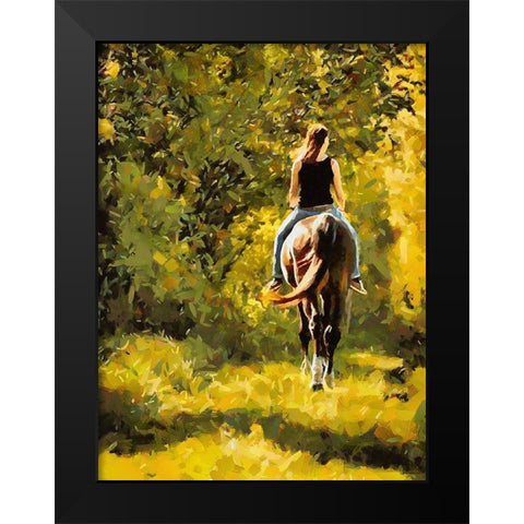 Horse Riding III Black Modern Wood Framed Art Print by Medeiros, Celito