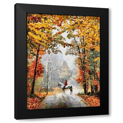 Horse Riding IV Black Modern Wood Framed Art Print by Medeiros, Celito