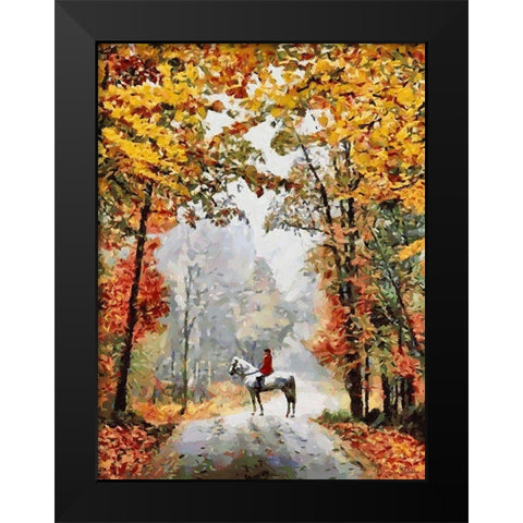 Horse Riding IV Black Modern Wood Framed Art Print by Medeiros, Celito
