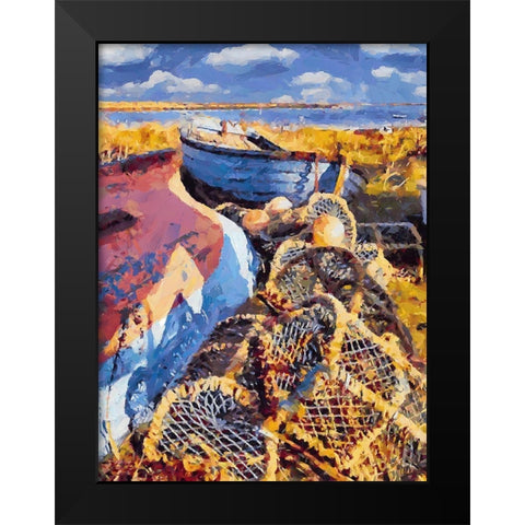 Old Boat VI Black Modern Wood Framed Art Print by Medeiros, Celito