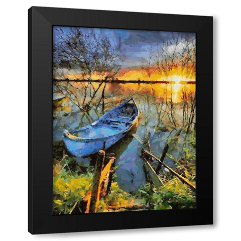 Old Boat VII Black Modern Wood Framed Art Print by Medeiros, Celito