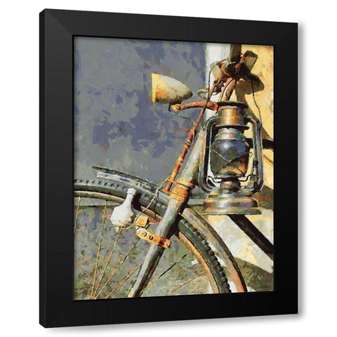 Old Bicycle with Lamp Black Modern Wood Framed Art Print with Double Matting by Medeiros, Celito