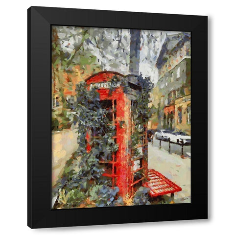 Old Telephone Box in London Black Modern Wood Framed Art Print with Double Matting by Medeiros, Celito