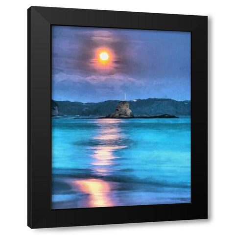 Moon Over the Lake Black Modern Wood Framed Art Print with Double Matting by Medeiros, Celito