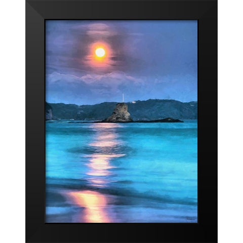 Moon Over the Lake Black Modern Wood Framed Art Print by Medeiros, Celito