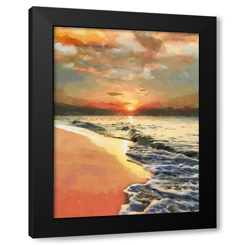 Sunset Over the Sea Black Modern Wood Framed Art Print by Medeiros, Celito