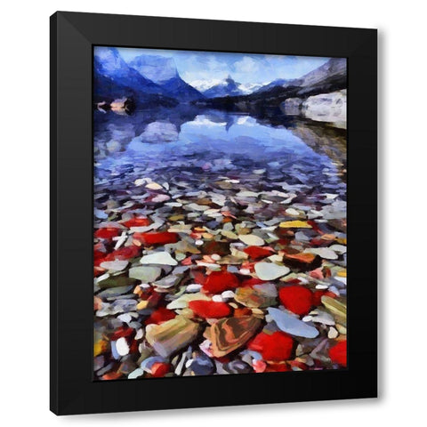 Pebbles by the Lake Black Modern Wood Framed Art Print with Double Matting by Medeiros, Celito
