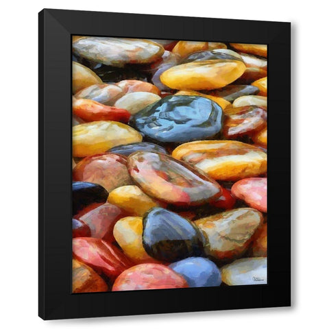 Colorful Pebbles Black Modern Wood Framed Art Print with Double Matting by Medeiros, Celito