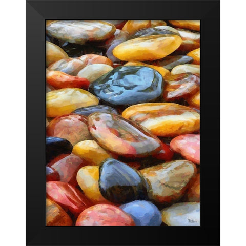 Colorful Pebbles Black Modern Wood Framed Art Print by Medeiros, Celito