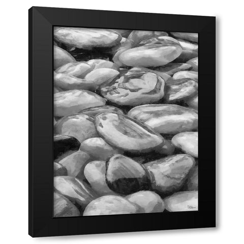 Pebbles BW Black Modern Wood Framed Art Print by Medeiros, Celito