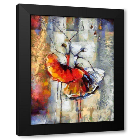 Dancers in Orange Dress II Black Modern Wood Framed Art Print by Medeiros, Celito
