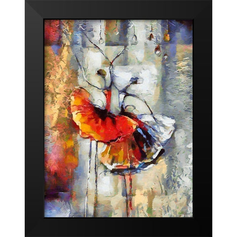 Dancers in Orange Dress II Black Modern Wood Framed Art Print by Medeiros, Celito