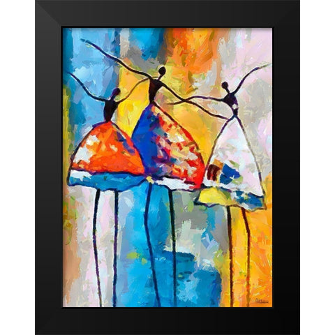 Dancers in Orange Dress III Black Modern Wood Framed Art Print by Medeiros, Celito
