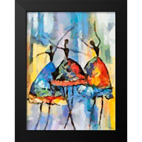 Dancers in Orange Dress IV Black Modern Wood Framed Art Print by Medeiros, Celito