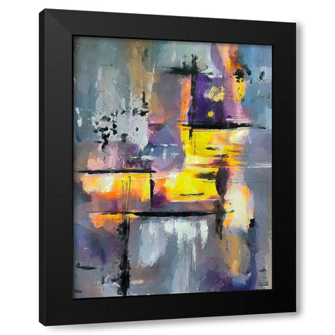 Purple Abstract Black Modern Wood Framed Art Print by Medeiros, Celito