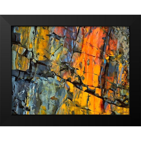 Yellow Rocks Black Modern Wood Framed Art Print by Medeiros, Celito