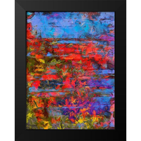 Red , Blue and Yellow Black Modern Wood Framed Art Print by Medeiros, Celito