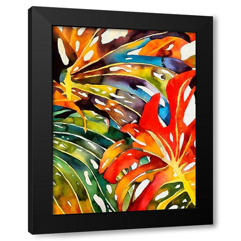Tropical Leaves III Black Modern Wood Framed Art Print by Medeiros, Celito