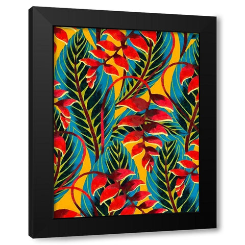 Tropical Leaves IV Black Modern Wood Framed Art Print by Medeiros, Celito