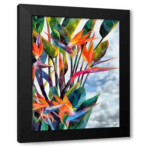 Tropical Leaves V Black Modern Wood Framed Art Print by Medeiros, Celito