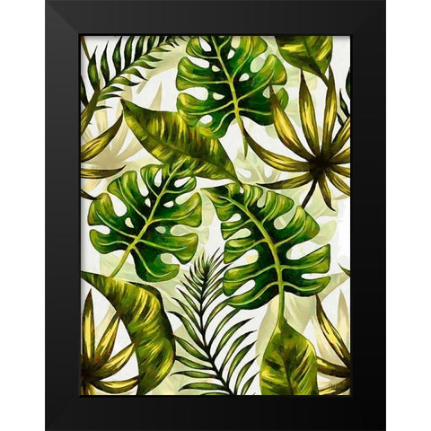 Tropical Leaves VII Black Modern Wood Framed Art Print by Medeiros, Celito