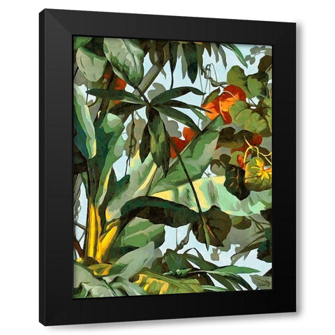 Tropical Leaves IX Black Modern Wood Framed Art Print by Medeiros, Celito