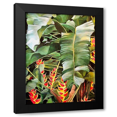 Tropical Leaves X Black Modern Wood Framed Art Print with Double Matting by Medeiros, Celito