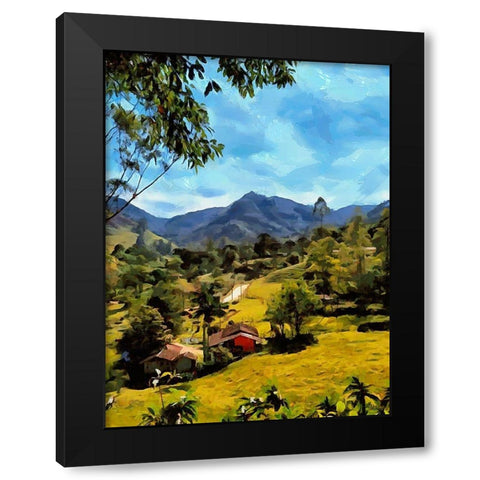 Village in the Mountains Black Modern Wood Framed Art Print by Medeiros, Celito