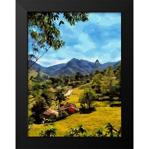 Village in the Mountains Black Modern Wood Framed Art Print by Medeiros, Celito