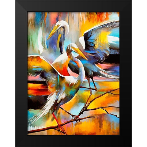 Fly Flamingo II Black Modern Wood Framed Art Print by Medeiros, Celito