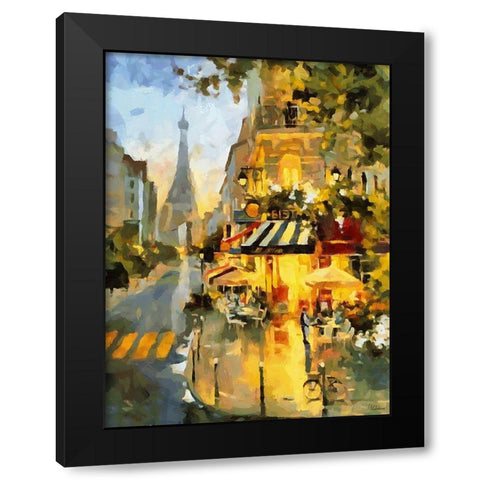 City Life IX Black Modern Wood Framed Art Print by Medeiros, Celito