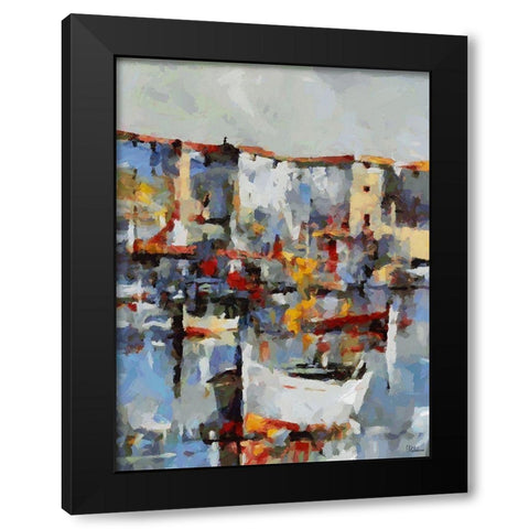 Boats in Harbour II Black Modern Wood Framed Art Print with Double Matting by Medeiros, Celito